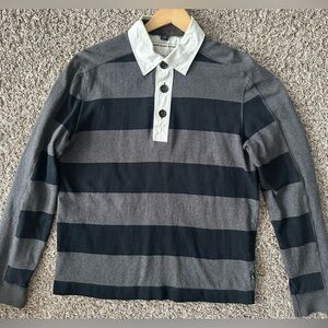 Boss Gray and Black Striped Casual Button Down Shirt